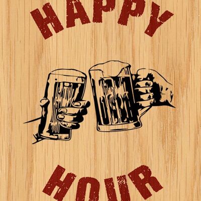 HAPPY HOUR WOODEN POSTCARD