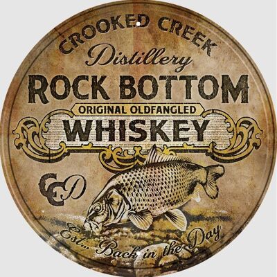 US Tin Sign: Rock Bottom Whiskey