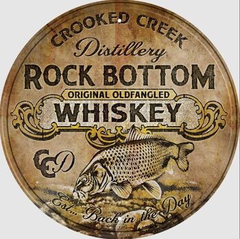 Plaque en tôle US : Rock Bottom Whiskey