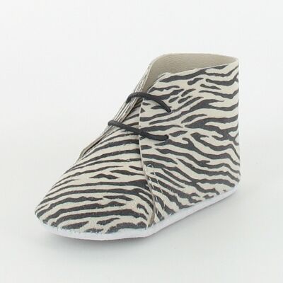 Zebra leather baby slippers