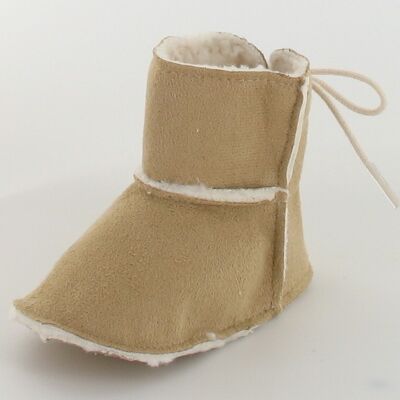 Lined baby booties - Camel