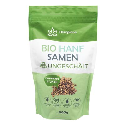 HEMPIONS graines de chanvre bio non pelées 500 g - paquet de 6