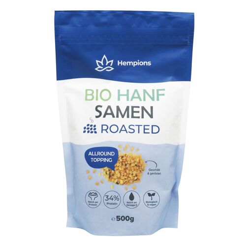 HEMPIONS Organic Roasted Hemp Seeds, 500 g - pack of 6