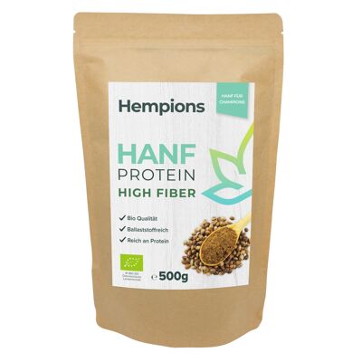 HEMPIONS Proteína de Cáñamo Orgánica Alta Fibra 500 g - pack de 6