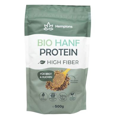 HEMPIONS Proteína de cáñamo orgánica alta en fibra 500 g - paquete de 6