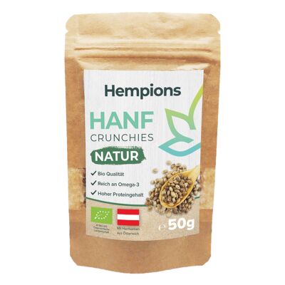 HEMPIONS crujientes de cáñamo orgánico natural 50 g - paquete de 10