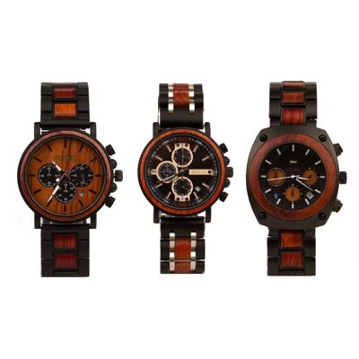 Set di orologi in legno | serie di 3 | VENDITA | Marrone