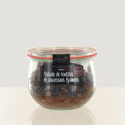 Jar of lentil and smoked sausage salad - 100% artisanal jar