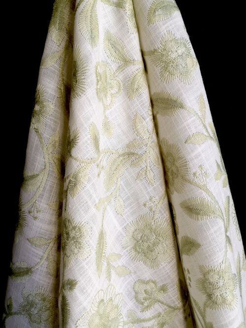 Tissu broderie anglaise motif à fleurs coloris Ecru - Katinka-22
