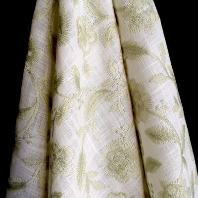 Tissu bordado inglés motivo à fleurs coloris Ecru - Katinka-22