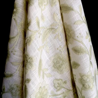 Tissu broderie anglaise motif à fleurs coloris Ecru - Katinka-22