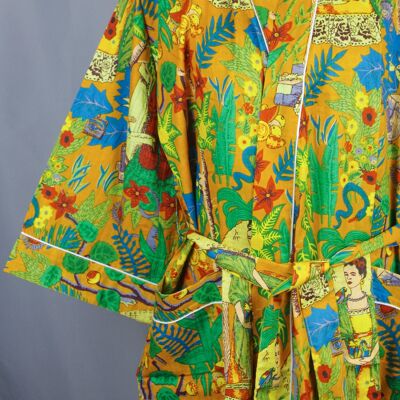 Peignoir Kimono En Coton - Jaune Moutarde Frida Kahlo