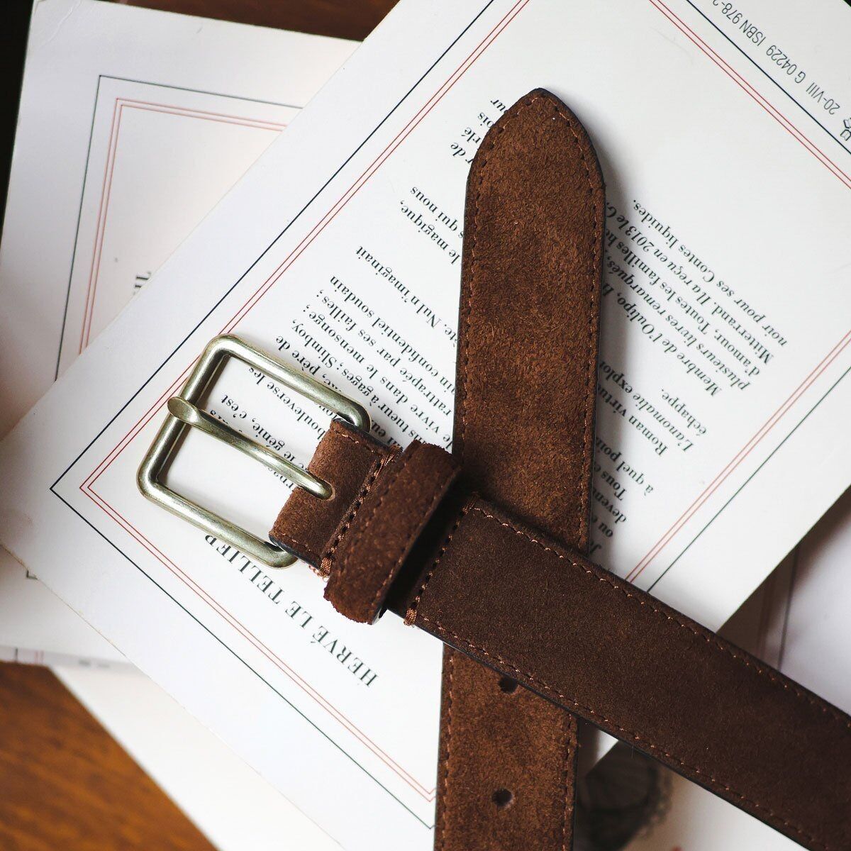 Ceinture en cuir suédé - Marron