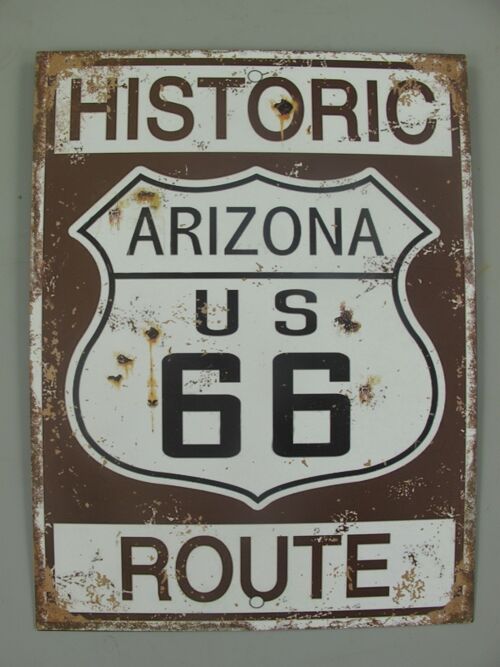 Blechschild Historic Route 66 Shabby Style 25 x 33 cm
