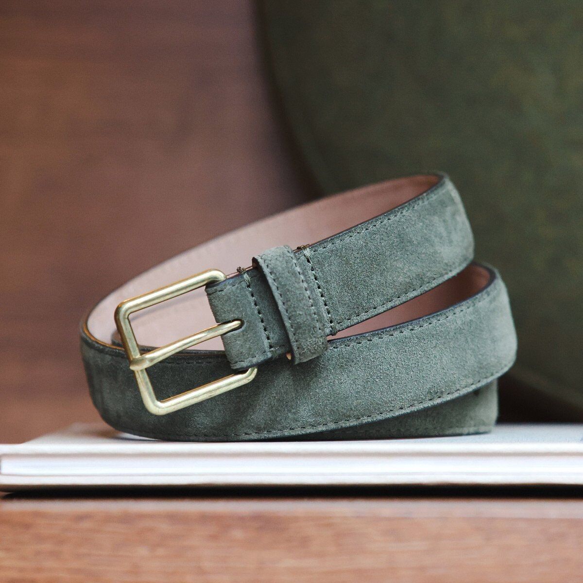 Ceinture en cuir suédé - Vert