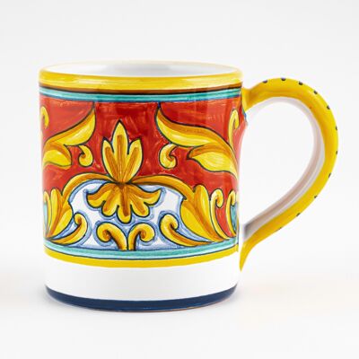Red Brocade Ceramic Mug - Handmade in Italy