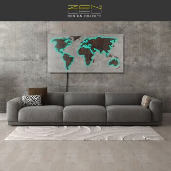 110x57cm; manual LED countries world in control; stone 3D map with \