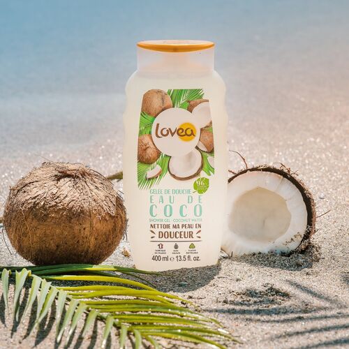 Gelée de Douche - Eau de coco - 96% d'ingrédients d'origine naturelle - Sans Sulfate - Ph neutre pour la peau