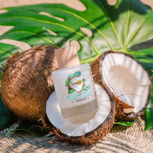 Huile de Coco Bio - Hydrate - Certifiée BIO - Multi-usages - Peaux sèches - Cheveux secs - 100% d'origine naturelle