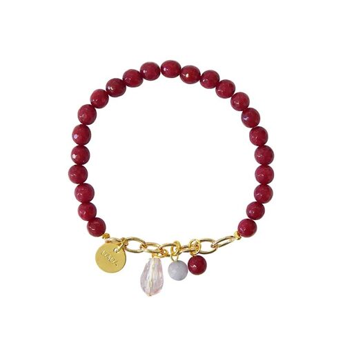 Pulsera Gems Red-Chain de ágatas y cadena dorada