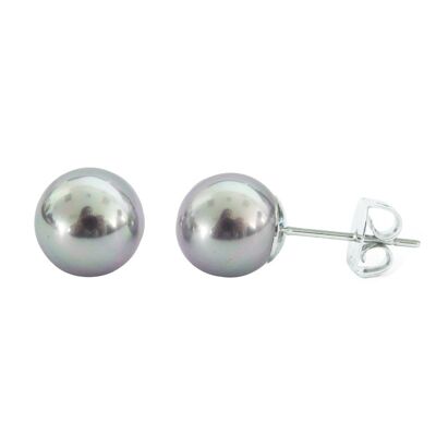 Dormilona Basic 10mm gray pearl and silver earrings