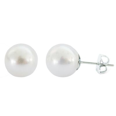 Orecchini Dormilona Basic 12mm perla bianca e argento