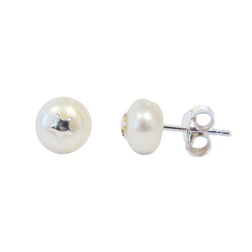Pendientes Dormilona Basic perla cultivada y plata