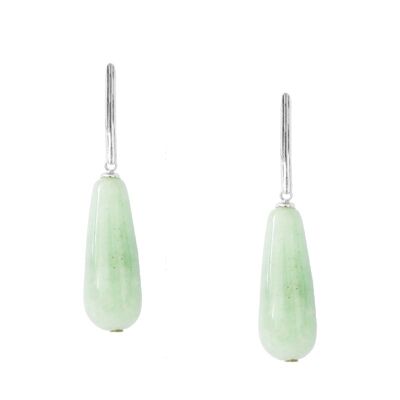 Boucles d'oreilles crochet Gems en rhodium et quartz vert