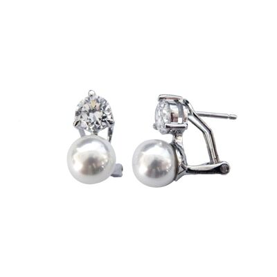 Basic Tuyó earrings in zirconia and white pearl 8mm