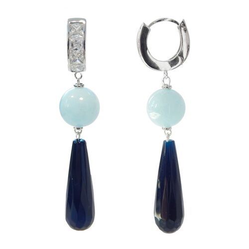 Pendientes Gems Criolla Facet con aguamarina y jade azul