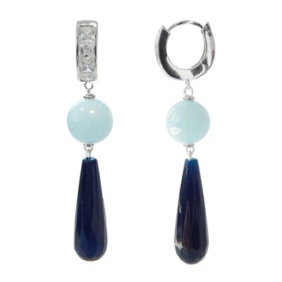 Gems Orecchini Criolla Facet con acquamarina e giada blu