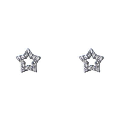 Boucles d'oreilles mini étoile rhodium et zircone