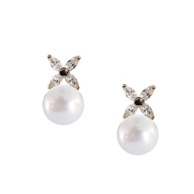 Basic earrings with zircons and pearls