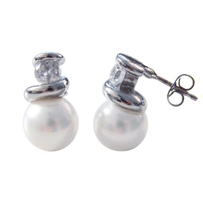 Basic Tuyó Sanwich earrings white pearl rhodium
