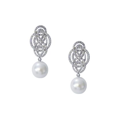 Basic Multi-infinite pearl and zirconia earrings