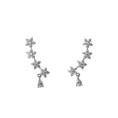 Climber 4 Flower paveé rhodium and zirconia earrings