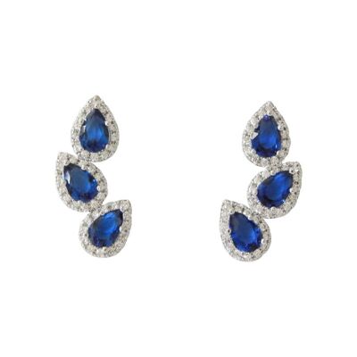 Boucles d'oreilles Zirconia Sapphire Blue avec zircons et cristal