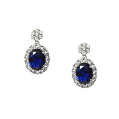 Crystal Vintage Sapphire blaue Rhodium- und Zirkonia-Ohrringe