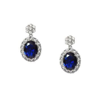 Boucles d'oreilles Crystal Vintage Sapphire bleu rhodium et zircone