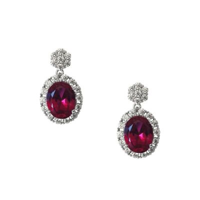 Crystal Vintage ruby rhodium and zirconia earrings