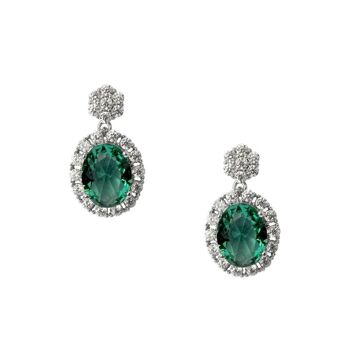 Boucles d'oreilles Crystal Vintage péridot rhodié et zircone