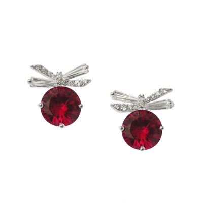 Crystal dragonfly ruby rhodium and zirconia earrings