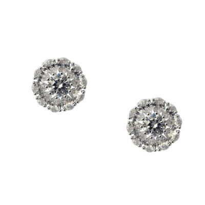 Pendientes Crystal Daisy white topaz rodio y circonitas