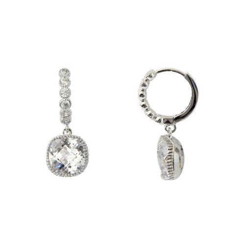 Pendientes Hook Crystal white topaz rodio y circonitas