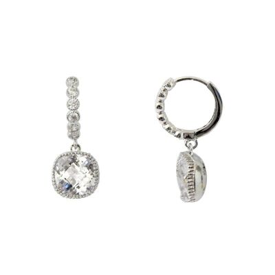 Hook Crystal white topaz rhodium and zirconia earrings