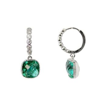 Boucles d'oreilles Hook Crystal péridot rhodium et zircone