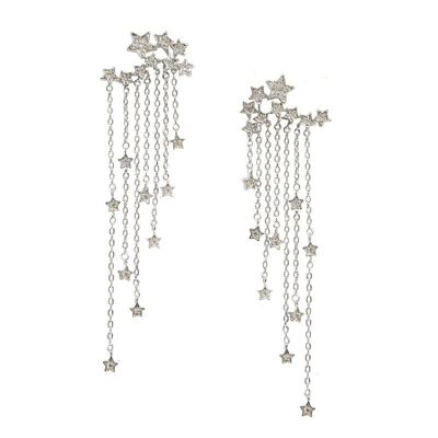 Boucles d'oreilles chaîne Starry et zircone Zirconia