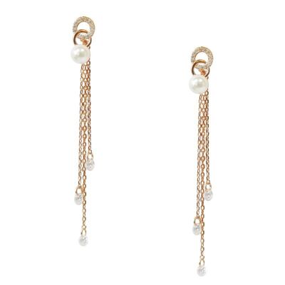 Boucles d'oreilles Chain Double Ring chaine et perles