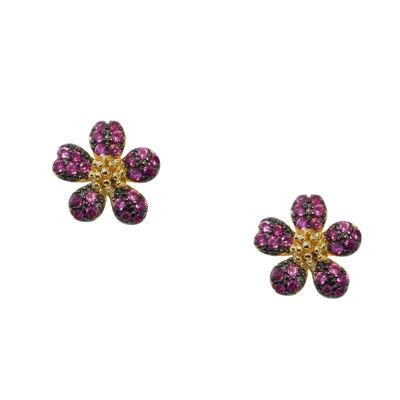 Lillies Ohrringe aus Roségold und rosa Zirkonia
