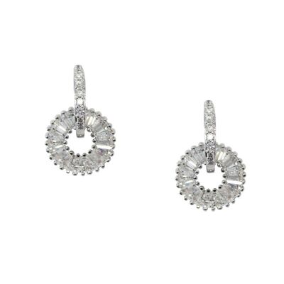 Boucles d'oreilles Zirconia Donuts rhodium et zircone